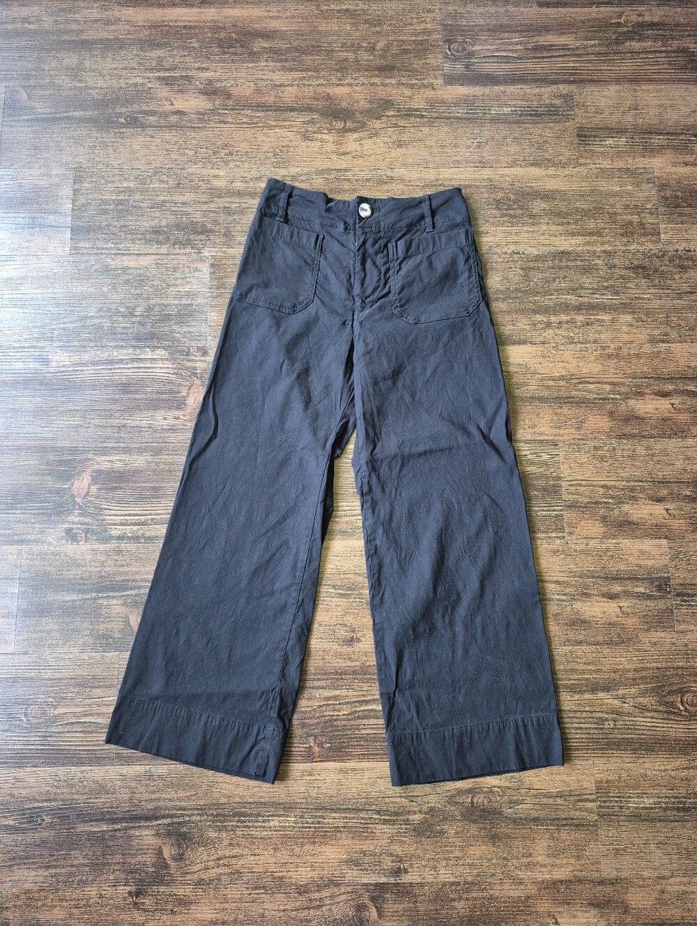 Maeve The Colette Wide Leg Black Viscose Linen Blend Pants 25 P - Picture 2 of 7